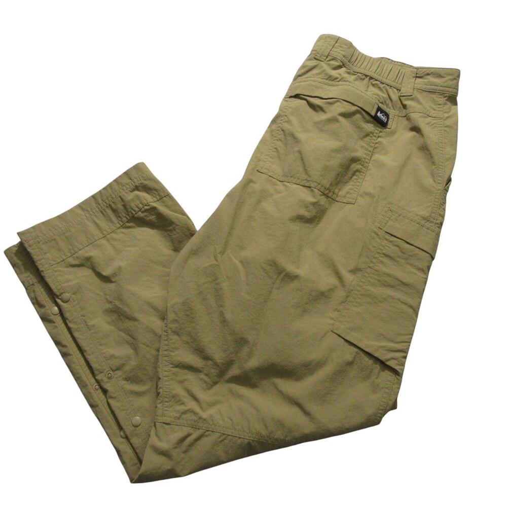 REI Coop Mens Hiking Pants 36 x 30 Khaki Stretch 100% Nylon Cargo Pockets